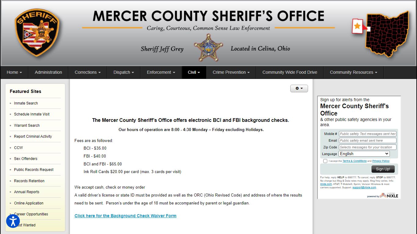 Background Check Information - Mercer County Sheriff's Office