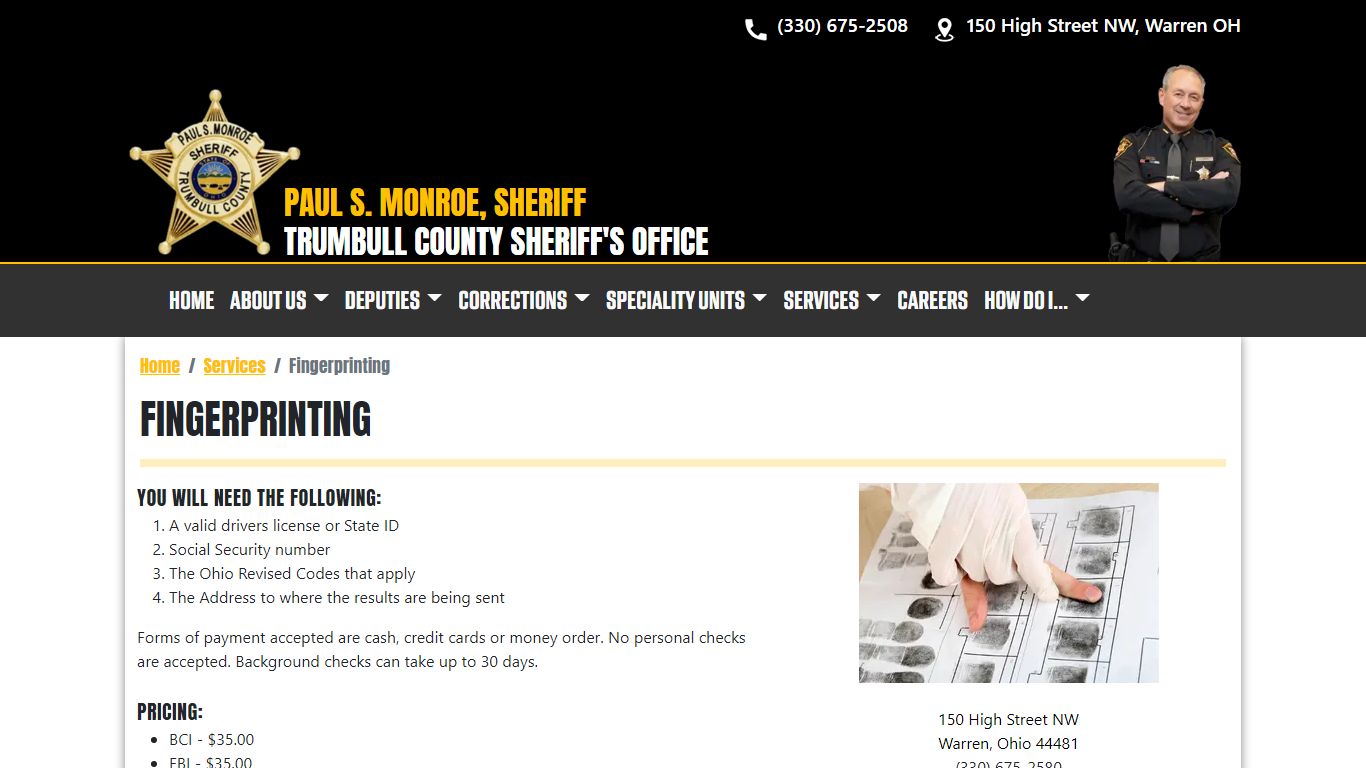Fingerprinting - Trumbull County Sheriff